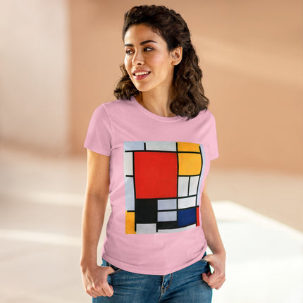 Composition with Red, Yellow, Blue, and Black by Piet Mondrian Women's Midweight Cotton Tee