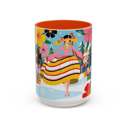 🌼🎄 The Christmas Blossom Belle Colorful Mug – Colorful Art Deco Holiday Fantasy