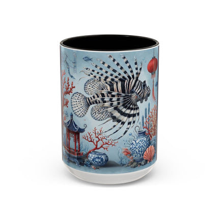 Lionfish & Lantern Colorful Mug – Mystical Ocean & Asian Harmony