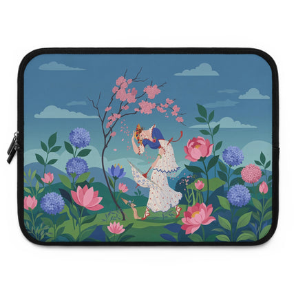 🌸🎭 The Lady Of The Flower Garden Masquerade Laptop Sleeve – Art Deco Floral Fantasy