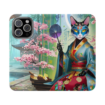 🌸✨ Cyberpunk Geisha Flip Case – Neon Elegance & Futuristic Grace
