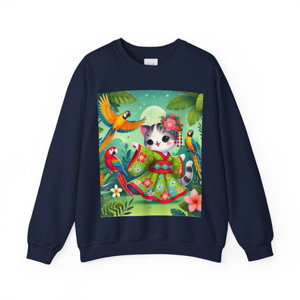 Parrot Dance of the Geisha Kitten Heavy Blend™ Crewneck Sweatshirt