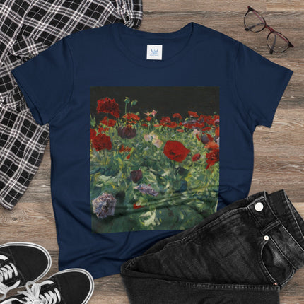 Poppies (A Study of Poppies for Carnation, Lily, Lily, Rose) by John Singer Sargent Women's Midweight Cotton Tee