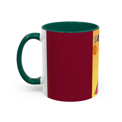 Elegant Holiday Woman with Gifts Colorful Mugs (11oz, 15oz)