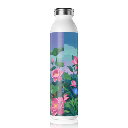 🌺💛 The Golden Garden Empress Slim Water Bottle – Art Deco Floral Elegance