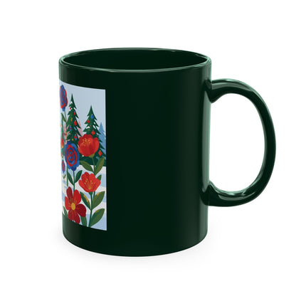 🌹🎄 The Lady Of The Holiday Roses Ceramic Mug – Art Deco Christmas Elegance