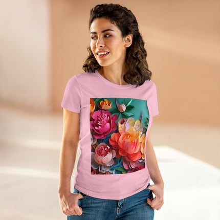 Peonies in Full Bloom Women's Midweight Cotton Tee