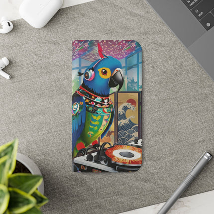 🎧🦜 Parrot DJ Flip Case – Neon Beats & Cyber Groove