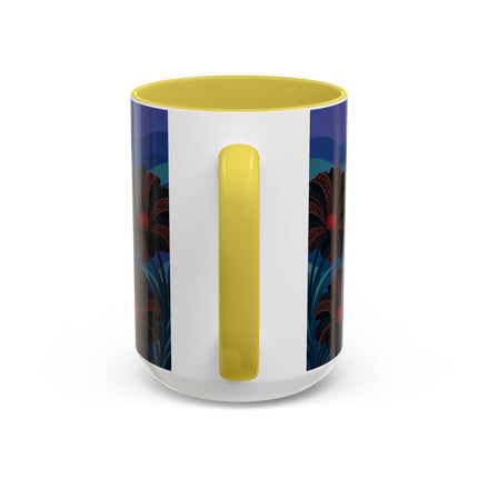 🖤🌺 The Midnight Floral Acrobat Colorful Mug – Art Deco Fashion Whimsy