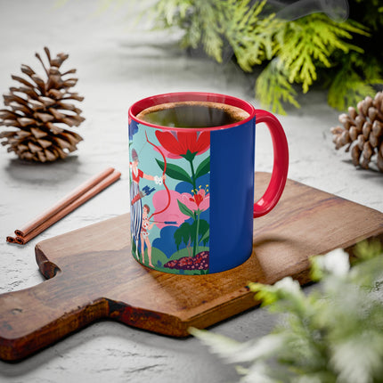 The Lady Of The Scarlet Bow Colorful Mugs – Art Deco Botanical Archer Elegance