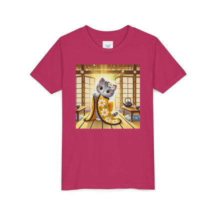 Playful Kitten in the Tea Room Youth Short Sleeve Tee