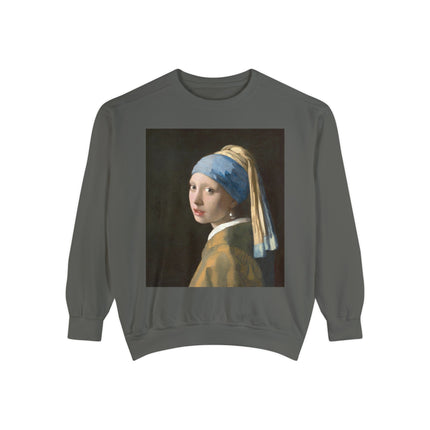 Girl with a Pearl Earring by Johannes Vermeer Unisex Garment-Dyed Sweatshirt