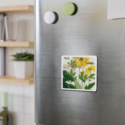 Clerodendrum & Rudbeckia Flower by Tanigami Kônan Die-Cut Magnets (5 Sizes)
