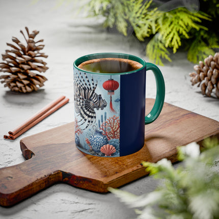 Lionfish & Lantern Colorful Mug – Mystical Ocean & Asian Harmony