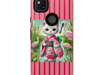Geisha Kitten Strolls Among the Spoonbills Phone Cases