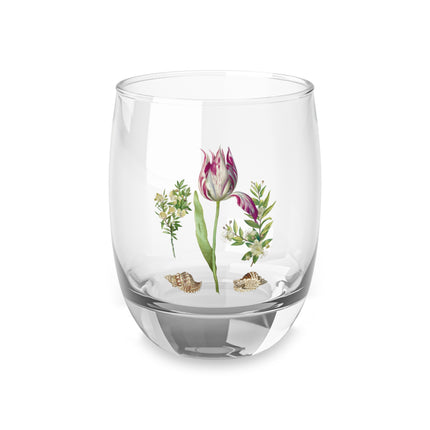 Tulip, Branches of Myrtle, and Shells by Maria Sibylla Merian Whiskey Glass