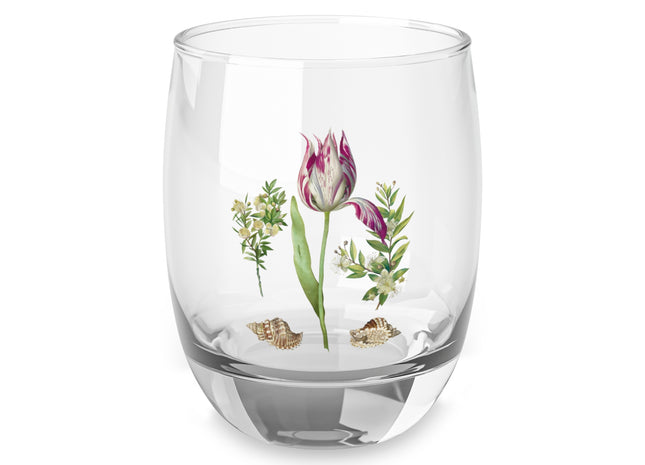 Tulip, Branches of Myrtle, and Shells by Maria Sibylla Merian Whiskey Glass