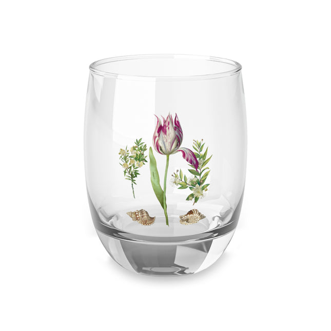 Tulip, Branches of Myrtle, and Shells by Maria Sibylla Merian Whiskey Glass