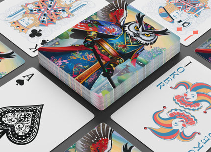 Cyberpunk Samurai Owl Playing Cards