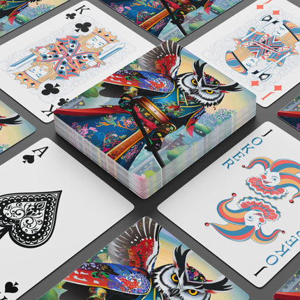Cyberpunk Samurai Owl Playing Cards