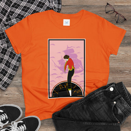Woman Waiting for her Beloved at 1:59 by Kobayashi Kaichi Women's Midweight Cotton Tee