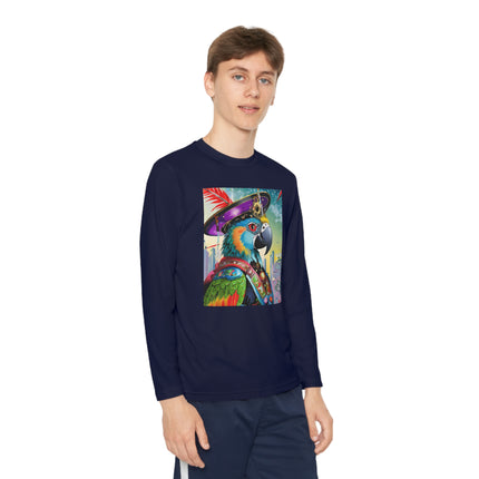 Tech Plumes Youth Long Sleeve Competitor Tee – Neon Wings & Cyberpunk Adventure