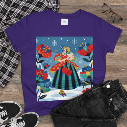 ❤️❄️ The Winter Heart Messenger Cotton Tee – Art Deco Winter Enchantment