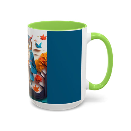Owl at an Autumn Park Colorful Mugs (11oz, 15oz)