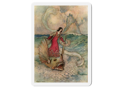 Rita Rides on the Dolphin by Warwick Goble Die-Cut Magnets (5 Sizes)
