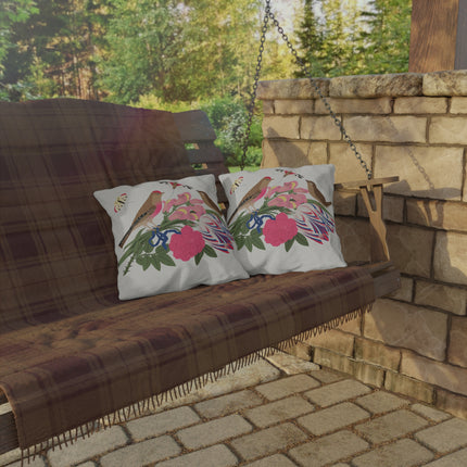 Pink-Breasted Bird & Wren Outdoor Pillows – Spring Harmony & Delicate Beauty