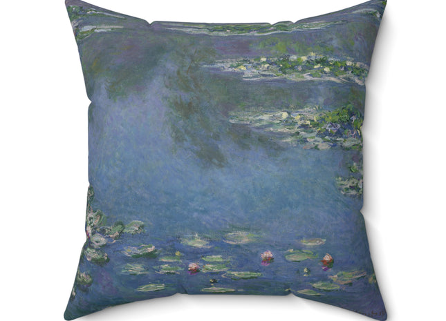 Water Lilies by Claude Monet Spun Polyester Square Pillow