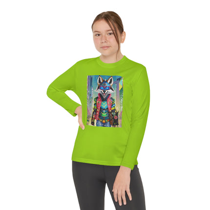Cyber Hyena Youth Long Sleeve Competitor Tee – Neon Mischief & Futuristic Style