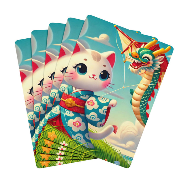 Geisha Kitten and the Dragon Kite Playing Cards