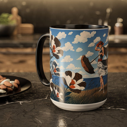 🌊🌼 The Windswept Seaside Promenade Colorful Mug – Art Deco Coastal Elegance