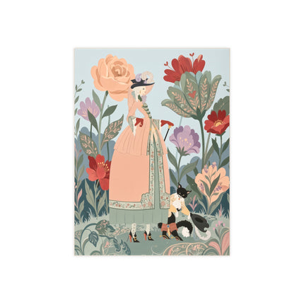 🌸🐈 The Lady And Puss In Boots Ceramic Tile – Art Deco Floral Fashion Fantasy