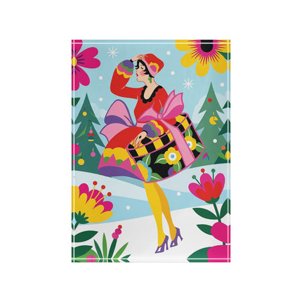 🌸🎄 Christmas In The Winter Garden Acrylic Art Block – Whimsical Holiday Fantasy