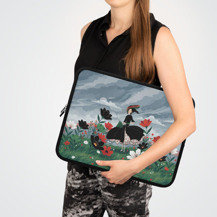 🌧️🌺 The Lady Of The Storm Garden Laptop Sleeve – Art Deco Floral Drama