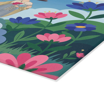 🌸🎀 The Lady Of The Rose Garden Glass Cutting Board – Art Deco Floral Fashion Elegance