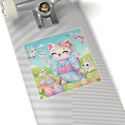 Springtime Kitten’s Easter Joy Kiss-Cut Stickers (4 Sizes)