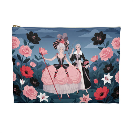 🌹🎭 The Rose Masquerade Promenade Accessory Pouch – Art Deco Floral Elegance