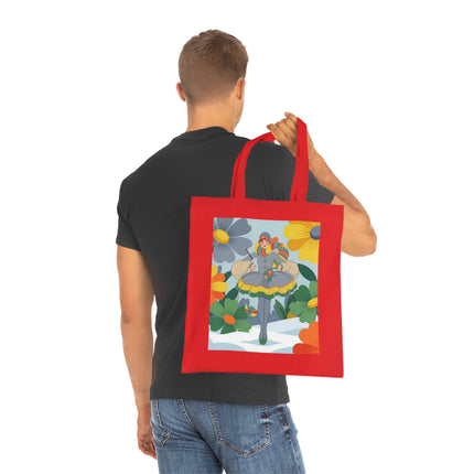 🌼❄️ The Winter Flower Wanderer Cotton Tote Bag – Colorful Winter Fantasy