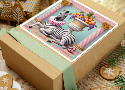 Zebra, Fruit, and Pink Columns Kiss-Cut Stickers (4 Stickers)