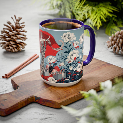 ❤️🌺 The Scarlet Parasol Spectacle Colorful Mug – Art Deco Fashion Elegance