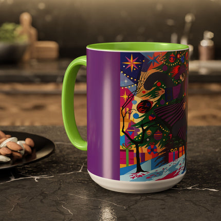 🎄✨ Christmas Among The Twinkling Trees Colorful Mug – Art Deco Holiday Fantasy