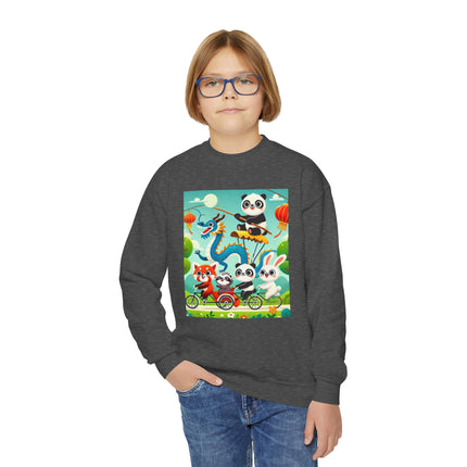 Rolling Along Together Youth Crewneck Sweatshirt – Friendship, Motion & Joyful Adventure