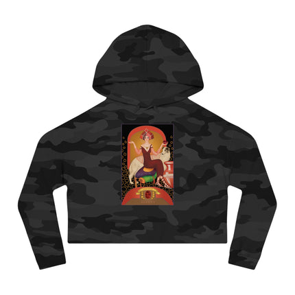 January & Garnet (from the Gem Series) by Sofia Chiostri Women’s Cropped Hooded Sweatshirt
