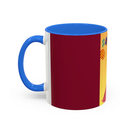 Elegant Holiday Woman with Gifts Colorful Mugs (11oz, 15oz)