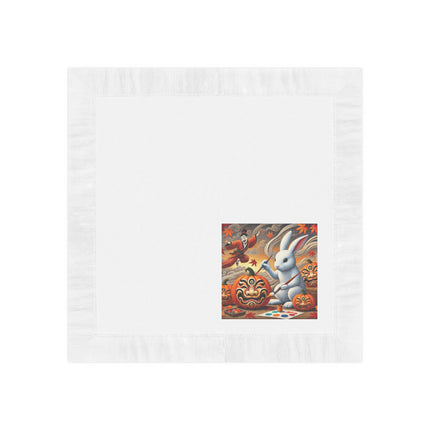 Halloween Rabbit’s Kabuki Jack-o’-Lanterns White Coined Napkins