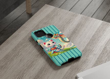 Geisha Kitten and the Dragon Kite Phone Cases