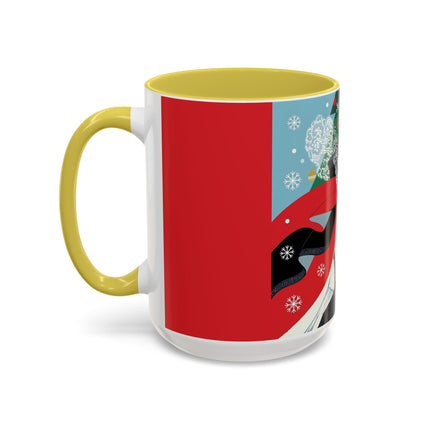 ❤️ The Lady Of The Crimson Scarf Colorful Mug – Art Deco Christmas Elegance